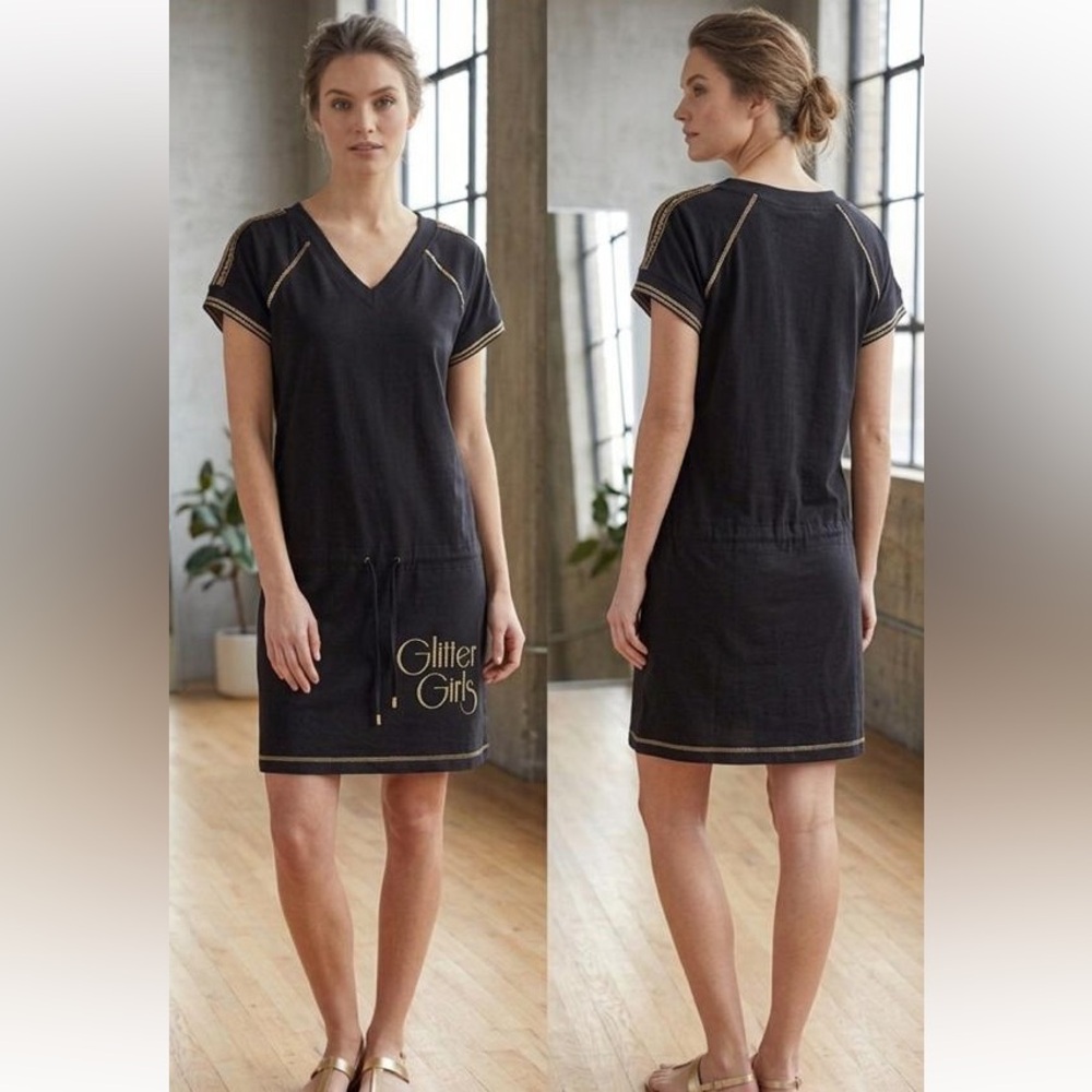Rare Vintage John Galliano black v neck dropped waist dress, size EU 38/ US M